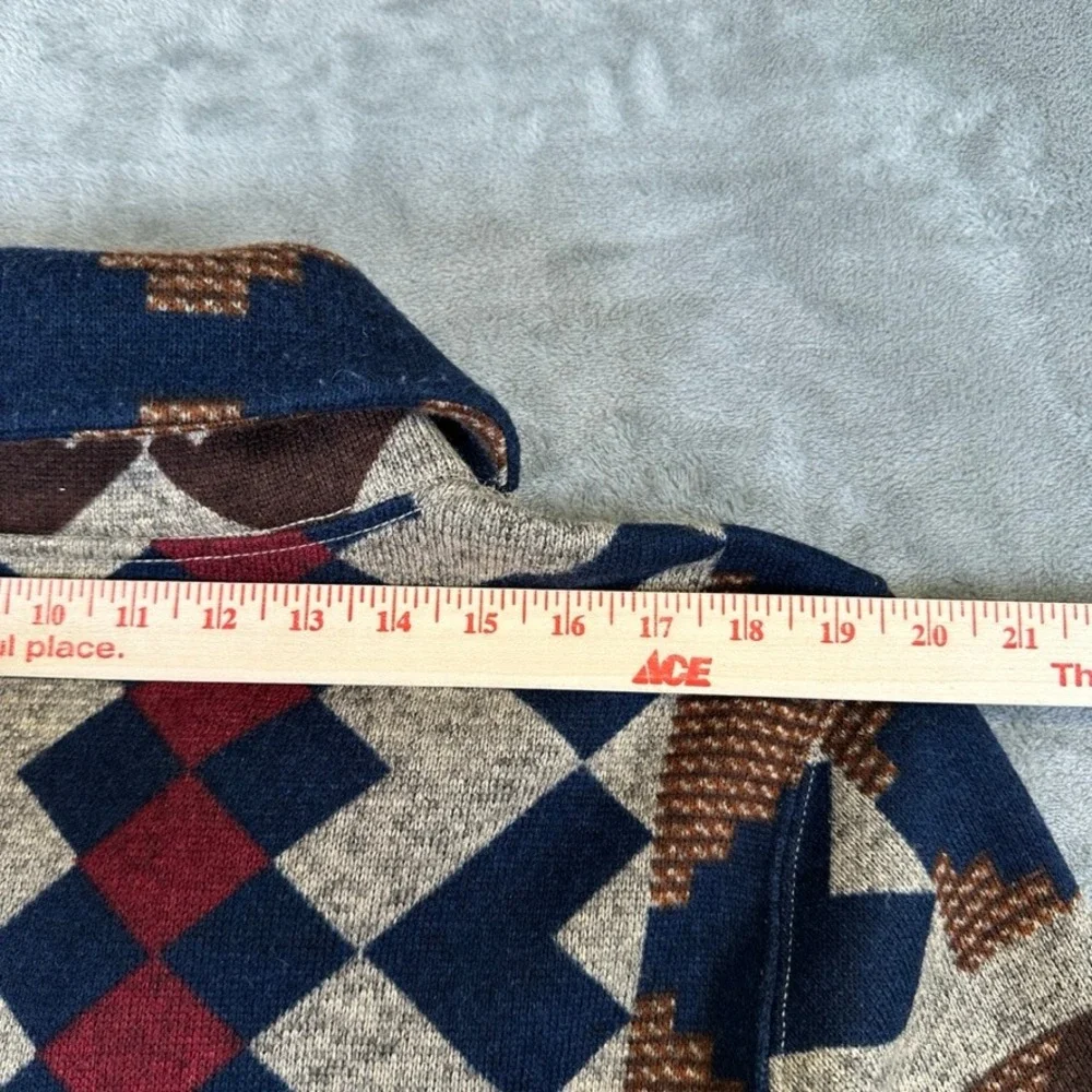Levis Mens Southwestern Fleece Shawl Collar Button Cardigan Jacket Brown Blue L